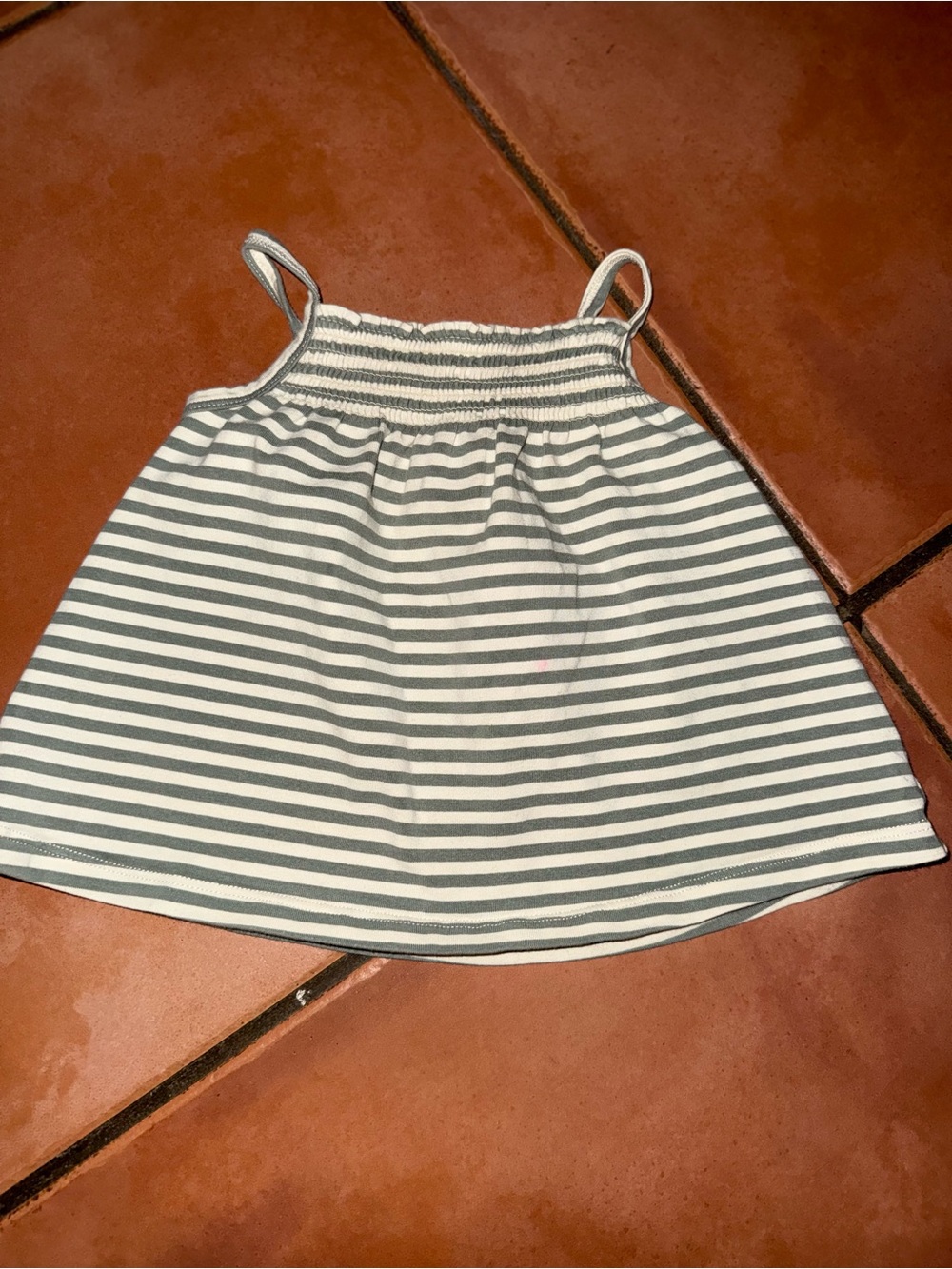 Quincy Mae Gray and White Striped Tank Top